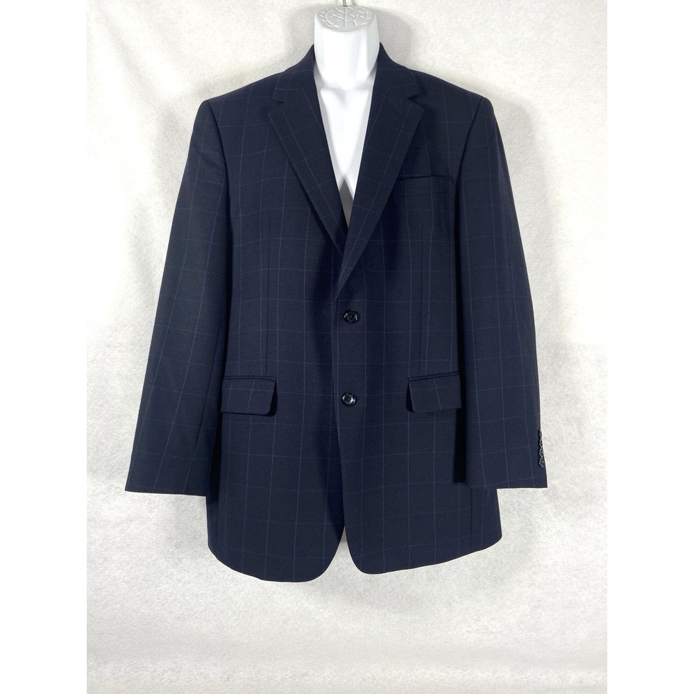 Joseph A Bank Blazer Men's 42L Blue Sport Coat Plaid 100% Wool Professional